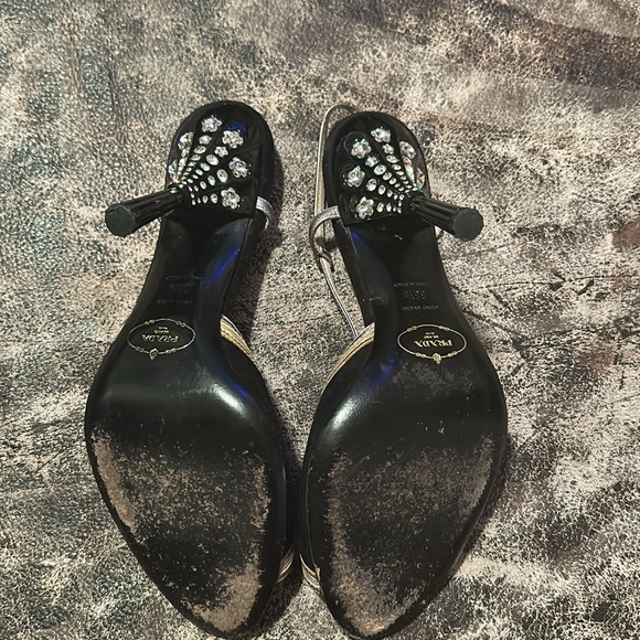PRADA BLACK SUEDE CRYSTAL
HEEL SANDALS - Picture 8 of 11